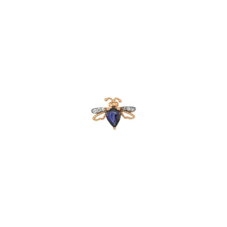 QUEEN BEE GOLD DIAMOND SAPPHIRE SINGLE EARRING