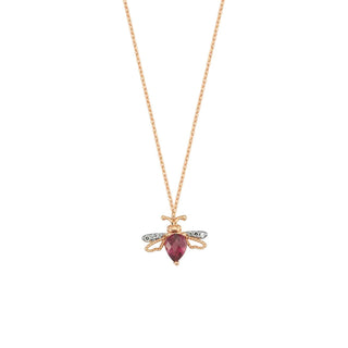 QUEEN BEE GOLD DIAMOND RHODOLITE NECKLACE