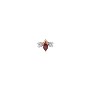 QUEEN BEE BELLA GOLD DIAMOND RUBY SINGLE EARRING Bee Goddess