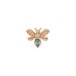 QUEEN BEE EVA GOLD DIAMOND BLUE TOPAZ SINGLE EARRING Bee Goddess