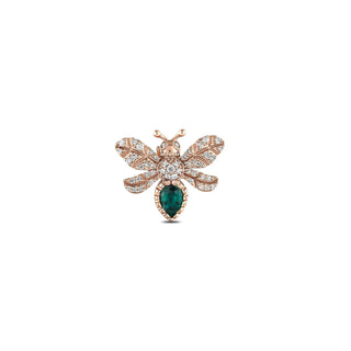 QUEEN BEE EVA GOLD DIAMOND EMERALD SINGLE EARRING Bee Goddess