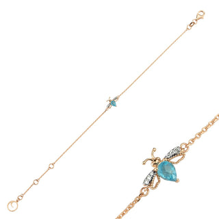 QUEEN BEE LILY GOLD DIAMOND BLUE TOPAZ BRACELET Bee Goddess