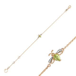 QUEEN BEE LILY GOLD DIAMOND PERIDOT BRACELET Bee Goddess