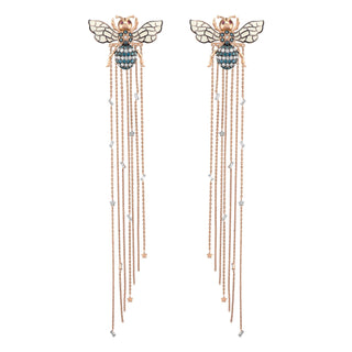 QUEEN BEE MINDY GOLD BLUE DIAMOND EARRING Bee Goddess