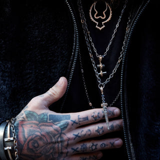 SWORD GOLD & SILVER BLACK DIAMOND STATEMENT PENDANT