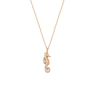 SEAHORSE GOLD DIAMOND NECKLACE Bee Goddess