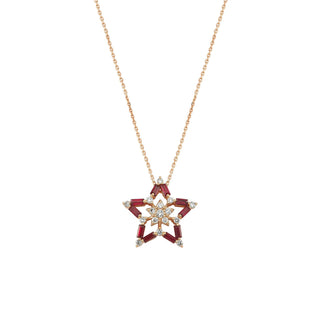 SIRIUS STAR GOLD DIAMOND & RUBY NECKLACE Bee Goddess