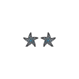 STARFISH GOLD BLUE TOPAZ DIAMOND EARRING Bee Goddess