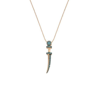 SWORD GOLD BLUE DIAMOND NECKLACE Bee Goddess