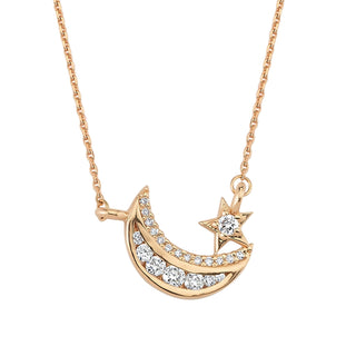 THE MOON AND THE STAR GOLD DIAMOND NECKLACE Bee Goddess