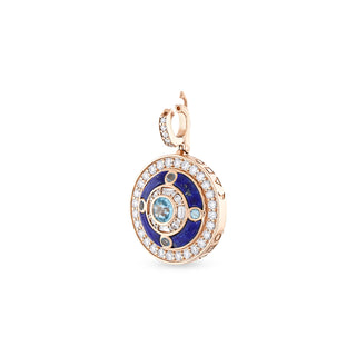TATTWA GOLD DIAMOND LAPIS BLUE TOPAZ PENDANT