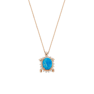 TURTLE GOLD DIAMOND TURQUOISE NECKLACE Bee Goddess