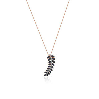 FEATHER OF GODDESS FREYA GOLD DIAMOND NECKLACE