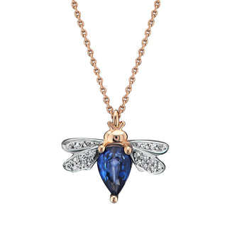 QUEEN BEE BELLA GOLD DIAMOND SAPPHIRE NECKLACE