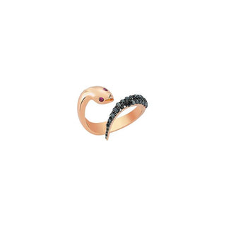 SERPENT GOLD BLACK DIAMOND PINKY RING