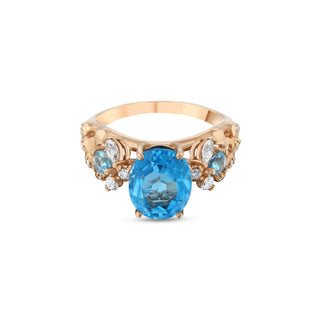 QUEEN BEE MAYA GOLD DIAMOND BLUE TOPAZ RING