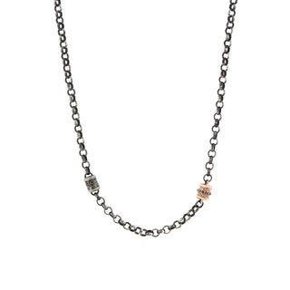 CHAIN BLACK DIAMOND GOLD & SILVER NECKLACE