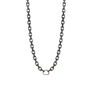 CHAIN GOLD & SILVER BLACK DIAMOND NECKLACE
