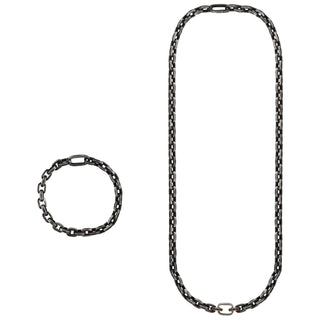 CHAIN GOLD & SILVER BLACK DIAMOND NECKLACE