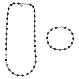 CHAIN BLACK DIAMOND GOLD & SILVER NECKLACE