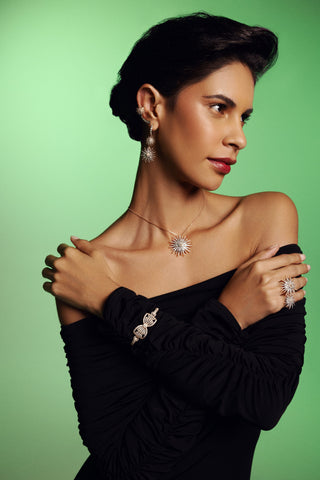 JARDIN STAR 18K GOLD BAGUETTE DIAMOND NECKLACE