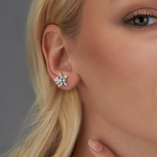 APPLE SEED BLOSSOM 18K PAVE GOLD DIAMOND EARRINGS