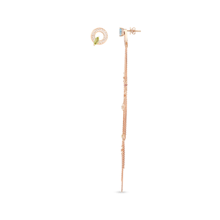 APPLE SEED POMANO GOLD DIAMOND BLUE TOPAZ PERIDOT EARRINGS