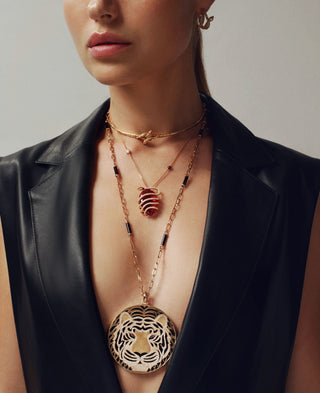 COSMIC EGG TOURMALINE RUBY GOLD DIAMOND NECKLACE