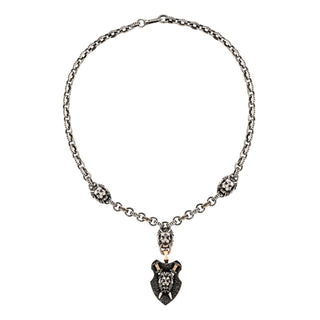 LION GOLD BLACK DIAMOND RUBY NECKLACE