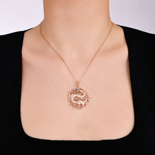 DRAGON GOLD BROWN DIAMOND RUBY LARGE NECKLACE