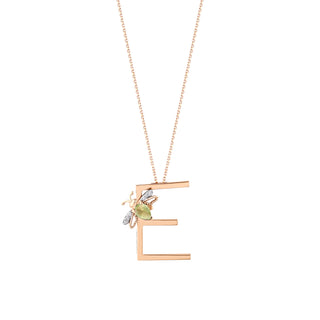 LETTER E GOLD DIAMOND PERIDOT NECKLACE