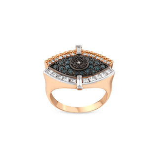 EYE LIGHT GOLD BLUE DIAMOND RING