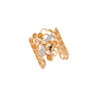 HONEYCOMB SAPPHIRE GOLD DIAMOND RING