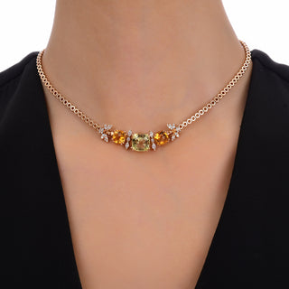 QUEEN BEE ARINNA 18K GOLD DIAMOND CITRINE NECKLACE