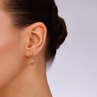 QUEEN BEE GOLD DIAMOND PINK SAPPHIRE EARRINGS