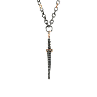 SWORD GOLD & SILVER BLACK DIAMOND STATEMENT PENDANT