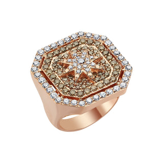 VENUS STAR GOLD BROWN DIAMOND PINKY RING